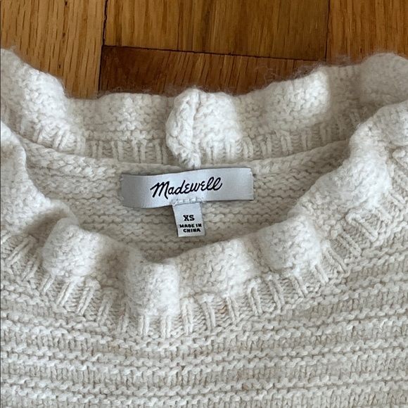 Madewell Ruffle-Neck Pullover Sweater in Cotton-Merino Yarn, XS - Picture 7 of 7